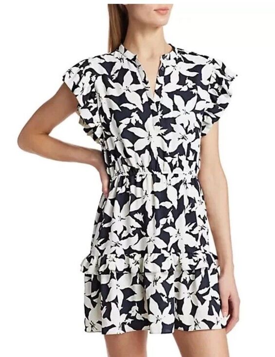 Joie Krystina Dresses & Skirts - Joie Krystina Dress Sz M Ruffles Flutter Sleeve Summer White Black Floral $348